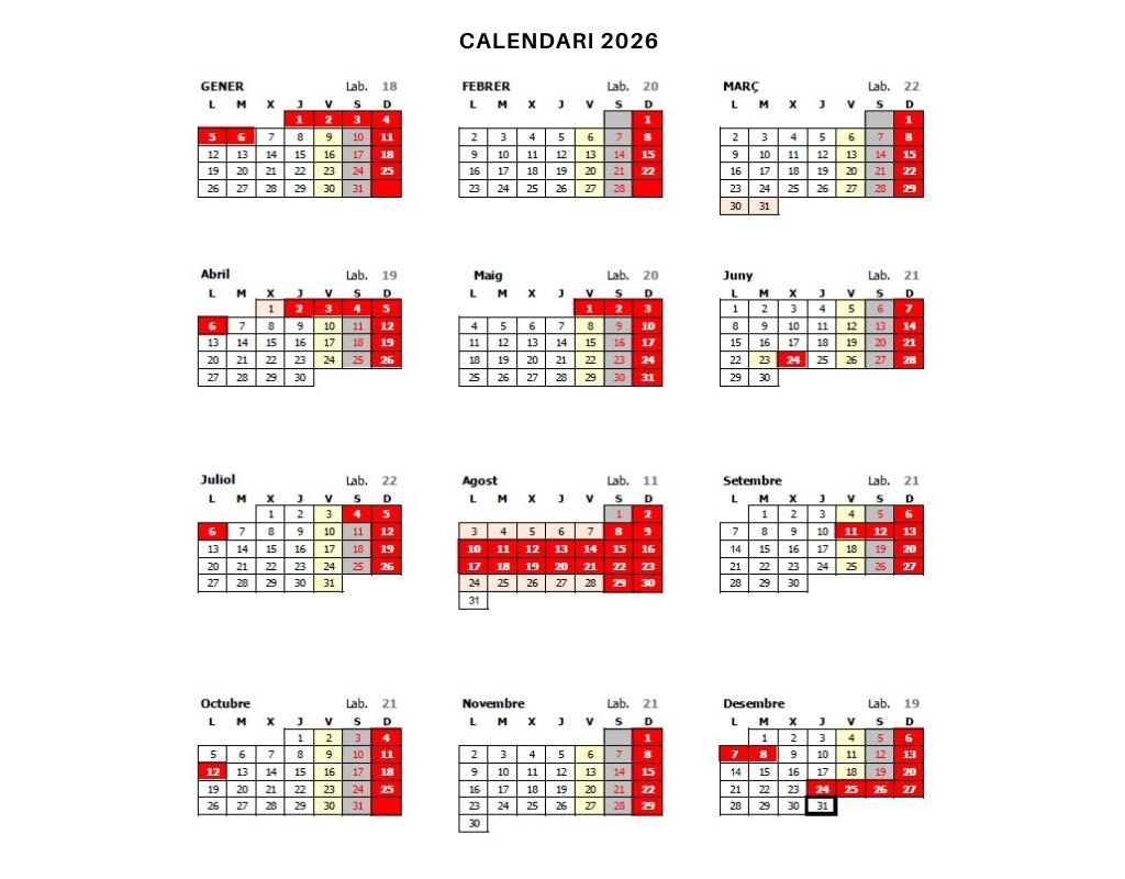 Calendari Laboral Solanellas 2026